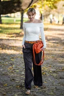 Torebki damskie - OSA x NASHE - skórzana torebka worek - ceglany - miniaturka - grafika 1