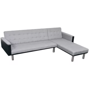 Sofa rozkładana w kształcie L, obita tkaniną, czarno-szara - Sofy i kanapy - miniaturka - grafika 1