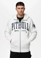 Bluzy męskie - Bluza męska rozpinana z kapturem Pit Bull Norton off white biała XL - miniaturka - grafika 1