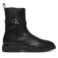 Botki damskie - Botki Calvin Klein Ankle Boot W/ Metal Logo HW0HW02663 Czarny - miniaturka - grafika 1