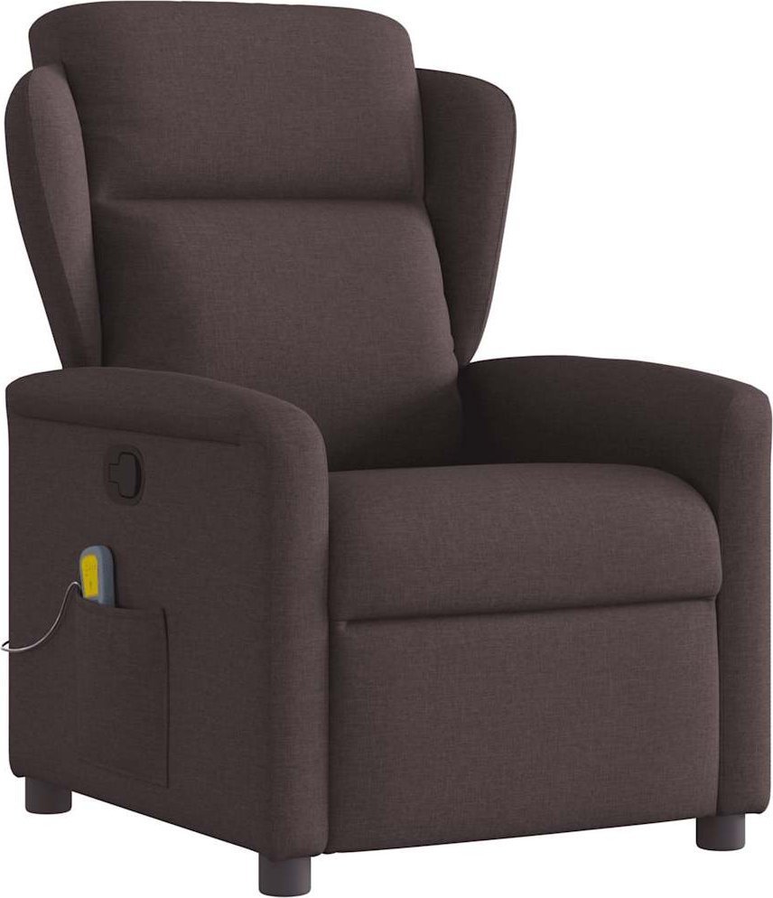 vidaXL Rozkładany fotel masujący, ciemnobrązowy, obity tkaniną