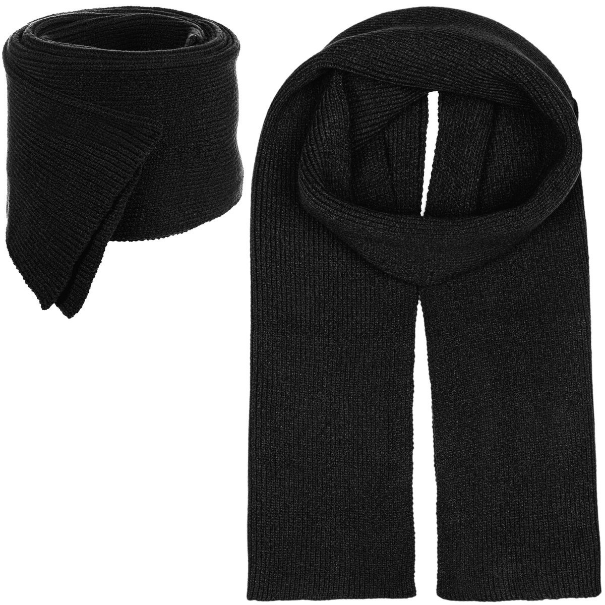 SZAL SZALIK Damski Zimowy Jesienny CZERŃ CZARNY 180x30 cm