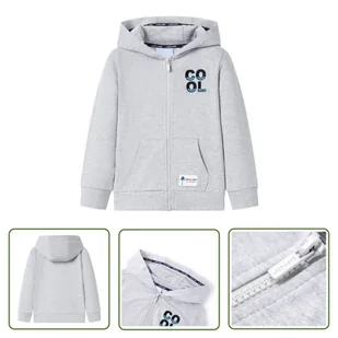 Bluza dziecięca z kapturem i suwakiem - szara - 92 - Bluza Dziecięca - Bluzy dla dziewczynek - miniaturka - grafika 1