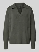 Swetry damskie - Sweter z dzianiny o kroju regular fit z dodatkiem wełny model ‘MALOU’ - miniaturka - grafika 1