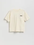 Koszulki dla chłopców - Reserved - Bawełniany t-shirt oversize - złamana biel - miniaturka - grafika 1