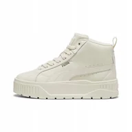 Sneakersy damskie - Sneakersy damskie Puma Karmen II Mid sportowe skórzane za kostkę beżowe - miniaturka - grafika 1