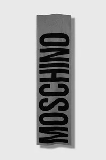 Apaszki i szaliki damskie - Moschino szalik z domieszką wełny kolor szary wzorzysty - grafika 1
