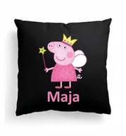 Poduszki dekoracyjne - Foto Poduszka Czarna Świnka Peppa bajka + IMIĘ 5 - miniaturka - grafika 1
