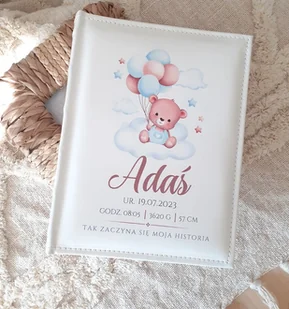 PERSONALIZOWANY ALBUM miś na chmurce pamiątka chrztu chłopca - Pamiątka Chrztu Świętego - miniaturka - grafika 1