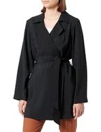 Kurtki damskie - Samoon Damska kurtka dżinsowa + tkanina, czarna, 50, czarny - miniaturka - grafika 1