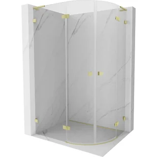 Mexen Lunar L kabina prysznicowa półokrągła uchylna lewa 100 x 80 cm, transparent, złota szczotkowana - 833L-100L-080P-55-00 - Kabiny prysznicowe - miniaturka - grafika 1