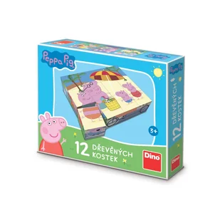 Drewniane puzzle klocki Świnka Peppa 12 elementów dla dzieci 3+ - Klocki - miniaturka - grafika 1