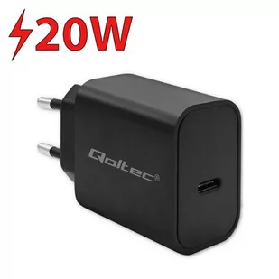 Ładowarka sieciowa QOLTEC Super Quick PD 20W Czarny - Ładowarki do telefonów - miniaturka - grafika 1