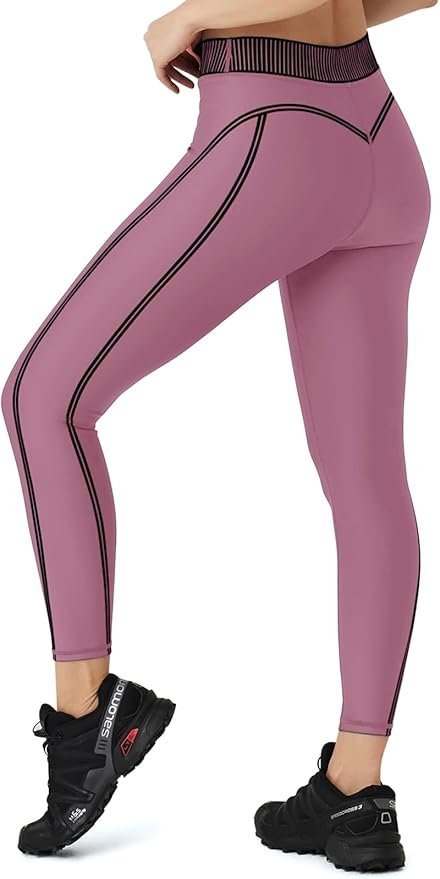 Legginsy Damskie Sportowe Do Jogi Z Wysokim Stanem Kryjące Różowe S
