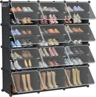 Szafki na buty - UISEBRT Szafka na buty z tworzywa sztucznego modułowy system półek wtykowych DIY wieszak na buty wieszak na płaszcze wieszak na buty system półek 3 rzędy 8 przedziałów 122 x 32 x 124 cm - miniaturka - grafika 1