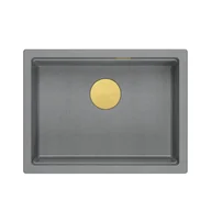 Zlewozmywaki - JOSH 110 GraniteQ zlewozmywak silver stone 59,5x45,1x21,5 cm 1-komorowy podwieszany z syfonem manualnym złoty - miniaturka - grafika 1