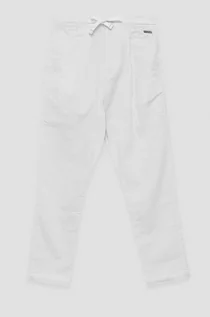 Spodnie damskie - Birba&Trybeyond Birba&Trybeyond spodnie z domieszką lnu dziecięce kolor biały gładkie - grafika 1