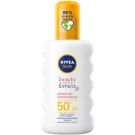 Balsamy i kremy do opalania - NIVEA SUN Sensitiv natychmiastowa ochrona przed słońcem spray antyalergiczny LSF 50+ (200 ml), pielęgnujący spray do skóry wrażliwej, mleczko do opalania jako praktyczny spray - miniaturka - grafika 1