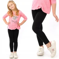 Legginsy - Elastyczne Legginsy Bawełniane Klasyczne Getry Polskie Czarne 128 - miniaturka - grafika 1