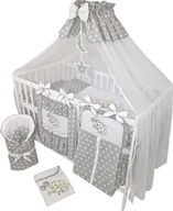 Pościel dla dzieci - Pościel dziecięca komplet 14 sztuk bez łóżeczka do łóżeczka w rozmiarze 60x120 wykonana w 100% z bawełny z haftem słonia, w tym moskitiera Grey - miniaturka - grafika 1