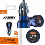 Pozostałe akcesoria do telefonów - SUPER SZYBKA ŁADOWARKA SAMOCHODOWA LED USB-C TYP C i USB QC3.0 50W RECCI - miniaturka - grafika 1