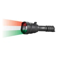 Latarki - PNI Latarka LED Adventure F300 w 3 kolorach, biały, czerwony, zielony, odległość 500 m, strumień świetlny 540 lm, bateria 18650 3000 mAh w zestawie, ładowarka w zestawie, funkcja zoomu i ściemniania - miniaturka - grafika 1