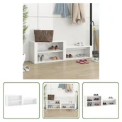 Szafki na buty - The Living Store Szafka na buty biały wysoki połysk 150x35x45 cm materiał drewnopochodny - miniaturka - grafika 1