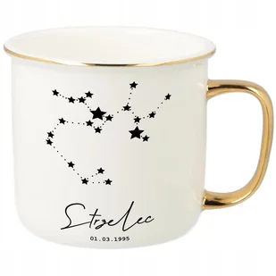 KUBEK UCHO RANT ZŁOTY PORCELANOWY RETRO PREZENT DLA ZODIAKARY SKORPION WZ - Kubki - miniaturka - grafika 1