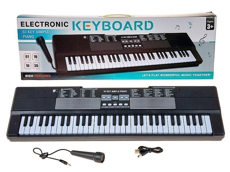 Organki 61 klawiszy z mikrofonem i kablem USB