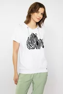Koszulki i topy damskie - T-shirt damski z cekinowym wzorem - Monnari - miniaturka - grafika 1
