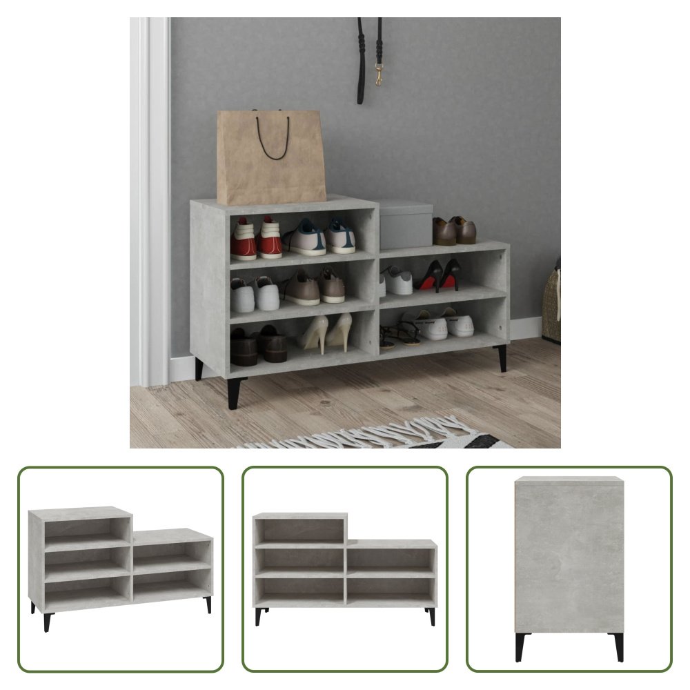 The Living Store stojak na buty betonowy szary 102x36x60 cm materiał drewnopochodny