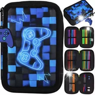 Piórniki - PIÓRNIK SZKOLNY TRZYKOMOROWY Z WYPOSAŻENIEM DLA CHŁOPCA PIXEL PAD GAME - miniaturka - grafika 1