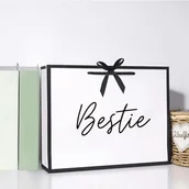 Inne - TEMU 1 szt. Papierowa Torba Prezentowa dla Najlepszej Przyjaciółki z Czarną Kokardką - Stylowy Biały Woreczek na Urodziny, Dziękczynienie i Specjalne - miniaturka - grafika 1