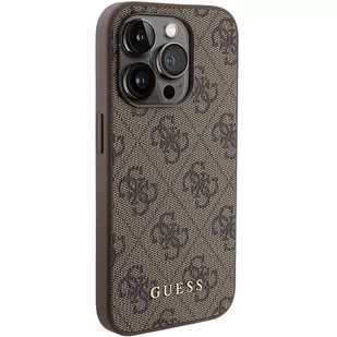 Guess GUHCP15LG4GFBR iPhone 15 Pro 6.1" brązowy/brown hard case 4G Metal Gold Logo - Etui i futerały do telefonów - miniaturka - grafika 4
