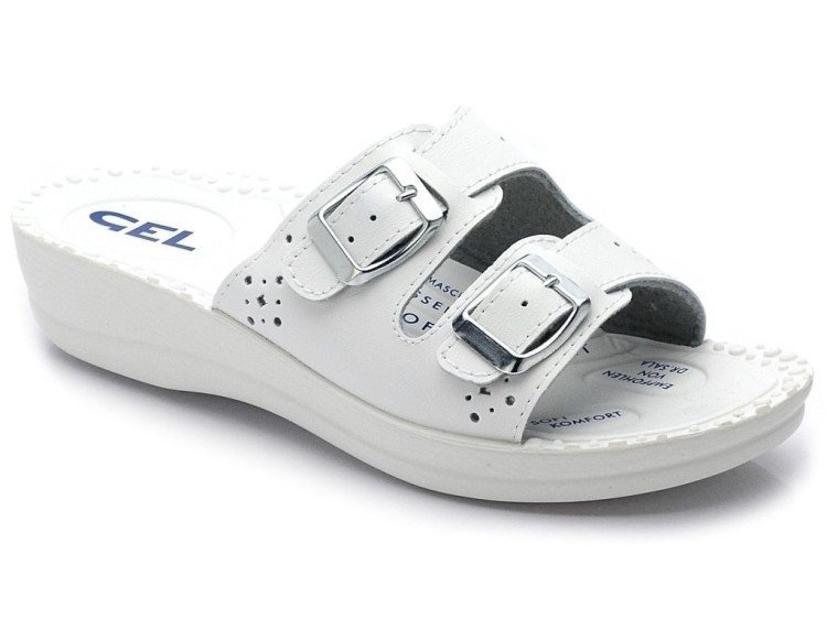 Klapki damskie medyczne sanitarne białe żelowe Inblu VR-06B-37