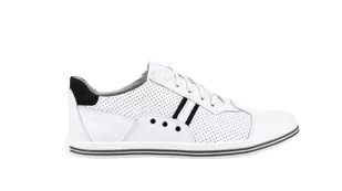 Buty męskie casual 1801P białe z czarnym - Polbut - Buty sportowe męskie - miniaturka - grafika 1