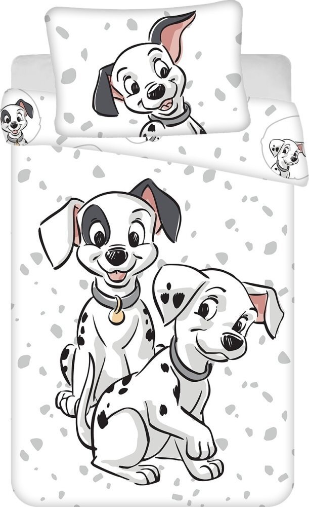 Komplet pościeli Disney 101 Dalmatyńczyków 03 baby 100x135 cm + 40x60 cm biały czarny różowy
