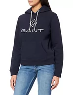 Bluzy damskie - GANT Damska bluza z kapturem Lock Up Sweat Hoodie, niebieski (Evening Blue), S - miniaturka - grafika 1