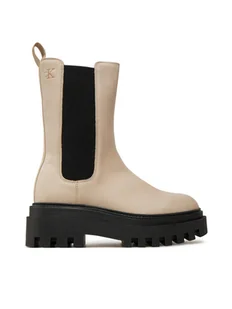 Calvin Klein Jeans Sztyblety Flatform Chelsea Boot Mg Nb YW0YW01684 Beżowy - Botki damskie - miniaturka - grafika 1