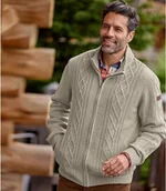 Swetry męskie - Melanżowa bluza z dzianiny z warkoczowym wzorem Mężczyzna Atlas For Men - Kolor : Beżowy - Rozmiar : 4XL - miniaturka - grafika 1