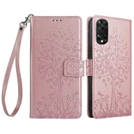 Portfele - Do TCL 505 Case Portfel Stojak Skórzany kwiatowy pokrowiec na telefon Hurtowy dostawca Różowe złoto - miniaturka - grafika 1