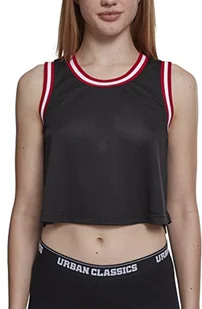 Urban Classics Damski top z siateczki Cropped, wielokolorowy (Black/Fire Red/White 01245), S - Koszulki i topy damskie - miniaturka - grafika 1