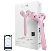 Szczoteczki do twarzy - Geske, Roller soniczy do twarzy i ciała 4w1 z aplikacją, różowa - miniaturka - grafika 1