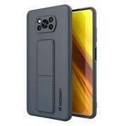 Etui i futerały do telefonów - Wozinsky Kickstand Case elastyczne silikonowe etui z podstawką Xiaomi Poco X3 NFC / Poco X3 Pro granatowy - miniaturka - grafika 1