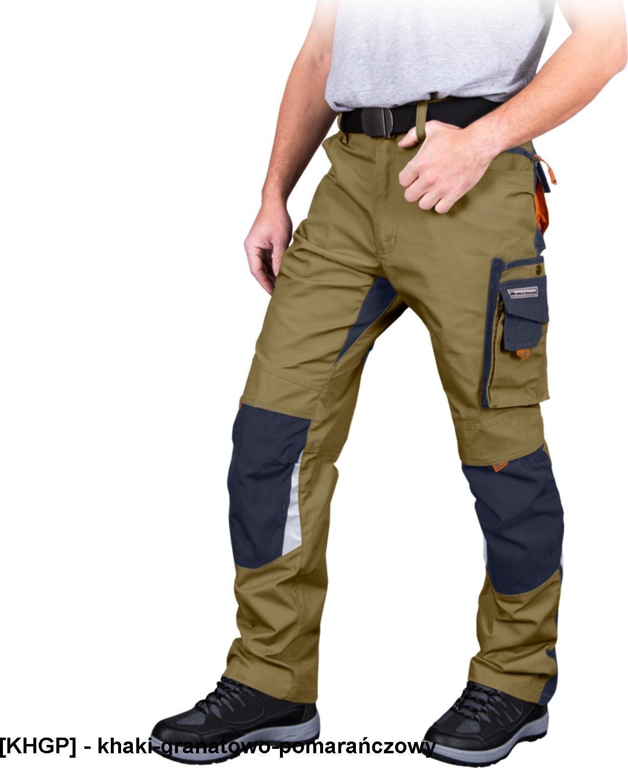 Leber&Hollman LHNAT - spodnie ochronne do pasa - khaki-granatowo-pomarańczowy 48