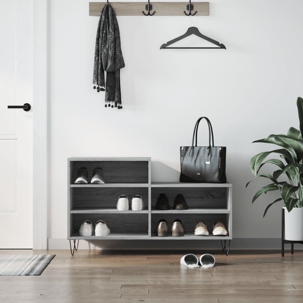 Stojak na buty szary Sonoma 102x36x60 cm materiał drewnopochodny