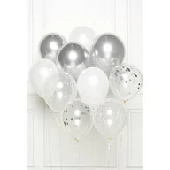 Balony i akcesoria - Balony 27,5cm biało-srebrne, 10szt. - miniaturka - grafika 1