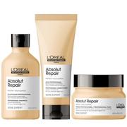 Zestawy kosmetyków damskich - Odbudowujący zestaw do włosów zniszczonych | szampon 300ml, odżywka 200ml, maska klasyczna 250ml L'Oréal Absolut Repair Gold - miniaturka - grafika 1