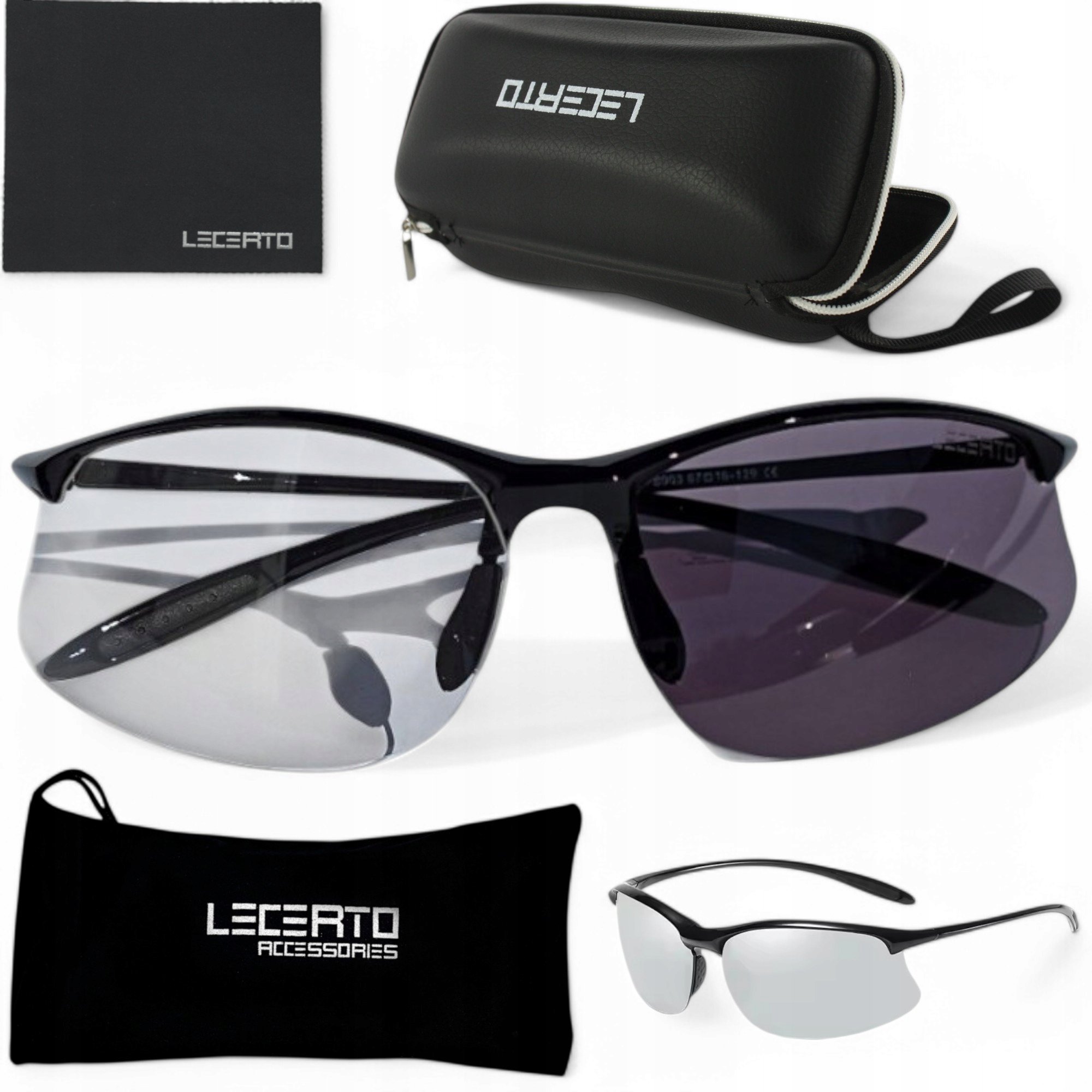 Lecerto Ultralekkie 13G Okulary Przeciwsłoneczne Fotochromowe UV400 Premium