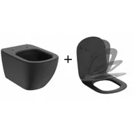 Miski WC - IDEAL STANDARD T0079V3 + T3527V3 Tesi miska WC wisząca z deską wolnoopadającą czarny mat - miniaturka - grafika 1